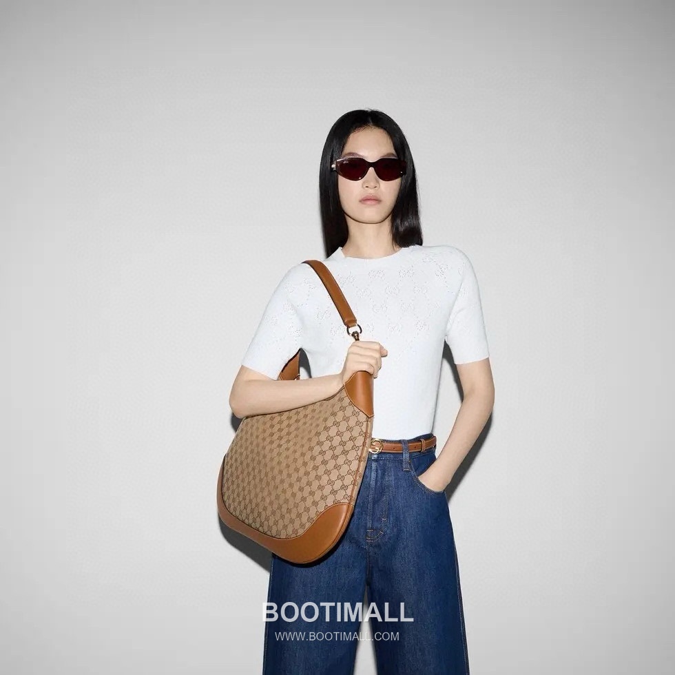 Gucci Monogram Hobo Bag Fabric and Leather Dark Green Shoulder Bag 구찌 모노그램 호보백 패브릭+레더 다크그린 숄더백 33cm 2