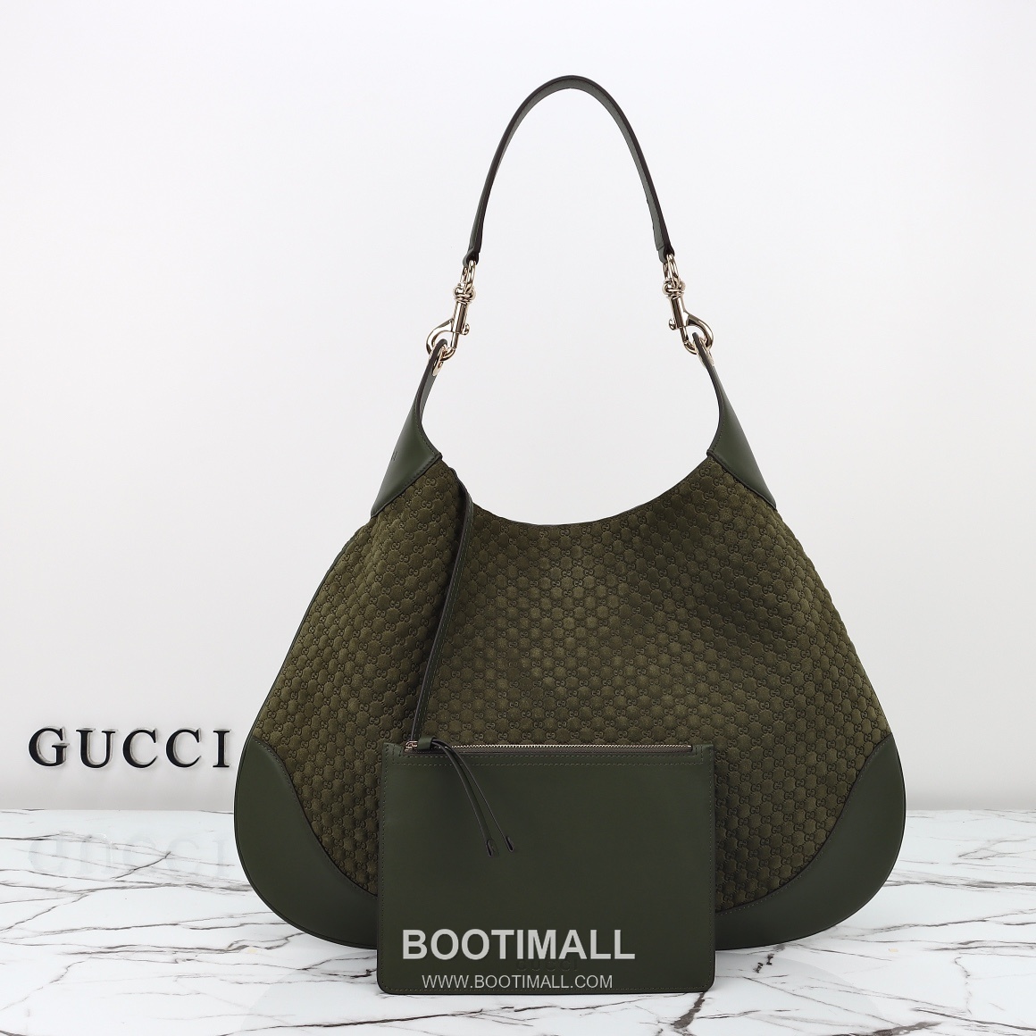 Gucci Monogram Hobo Bag Fabric and Leather Dark Green Shoulder Bag 구찌 모노그램 호보백 패브릭+레더 다크그린 숄더백 33cm 5