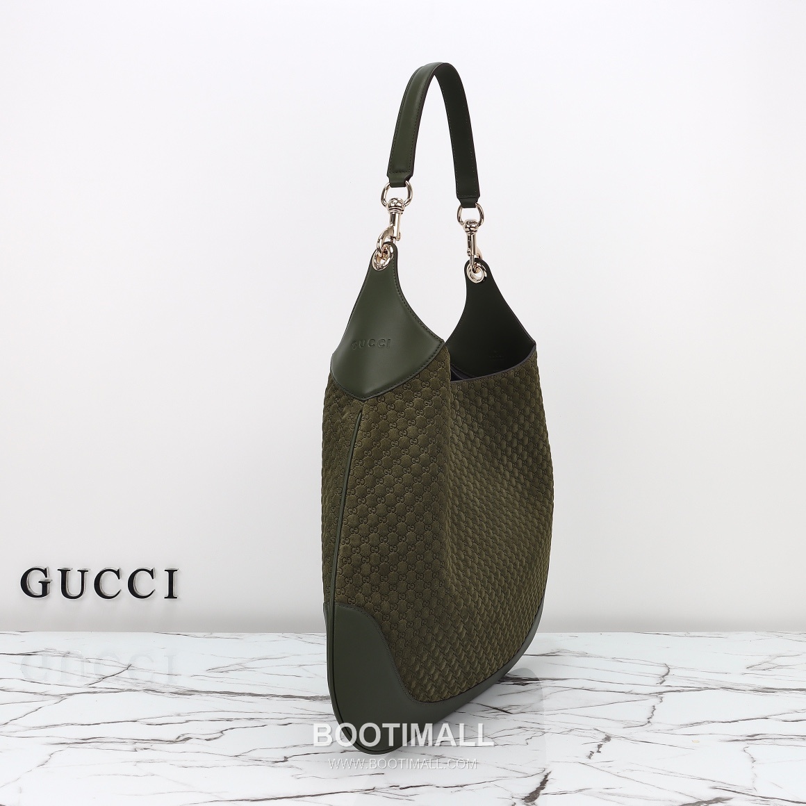 Gucci Monogram Hobo Bag Fabric and Leather Dark Green Shoulder Bag 구찌 모노그램 호보백 패브릭+레더 다크그린 숄더백 33cm 7