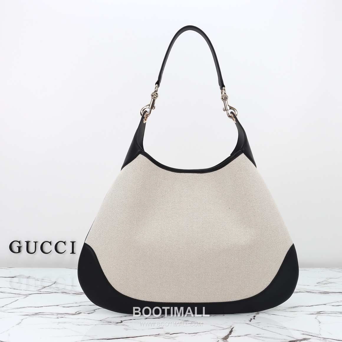 Gucci Canvas Tote Canvas with Leather Trim Beige Tote Bag 구찌 캔버스 토트 캔버스 및 가죽 트리밍 베이지 토트백 49cm 2
