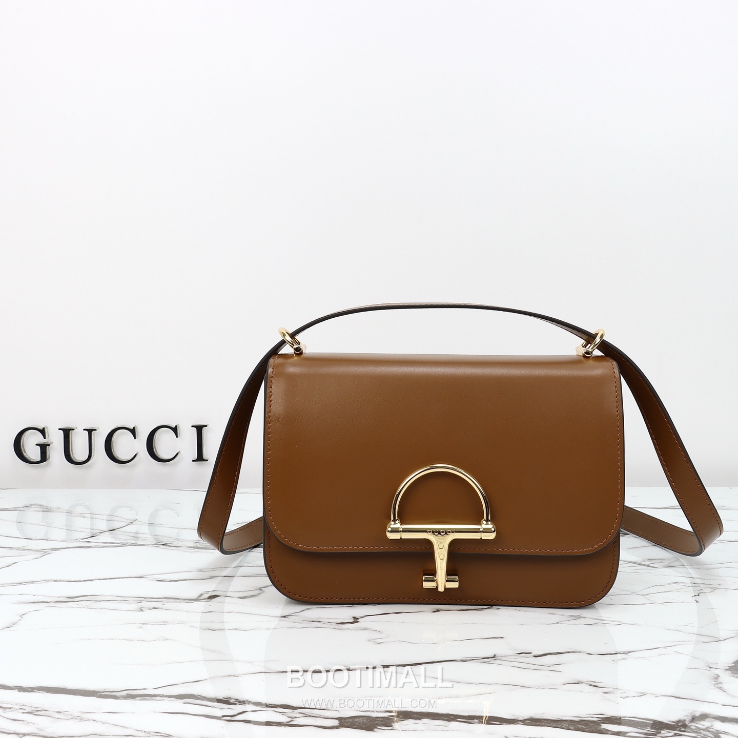 Gucci Leather Shoulder Bag Grained Calfskin Brown 구찌 레더 숄더백 그레인드 카프스킨 브라운 22.5cm 1