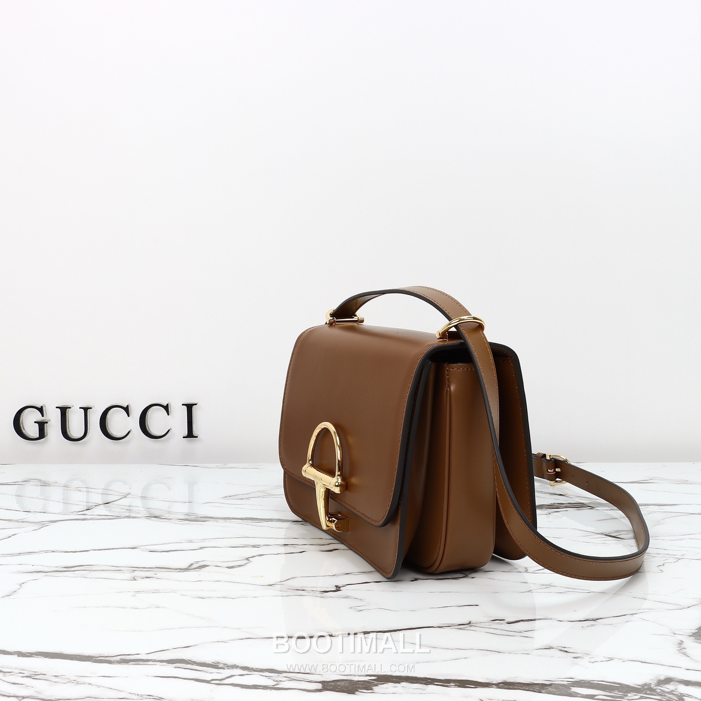 Gucci Leather Shoulder Bag Grained Calfskin Brown 구찌 레더 숄더백 그레인드 카프스킨 브라운 22.5cm 2
