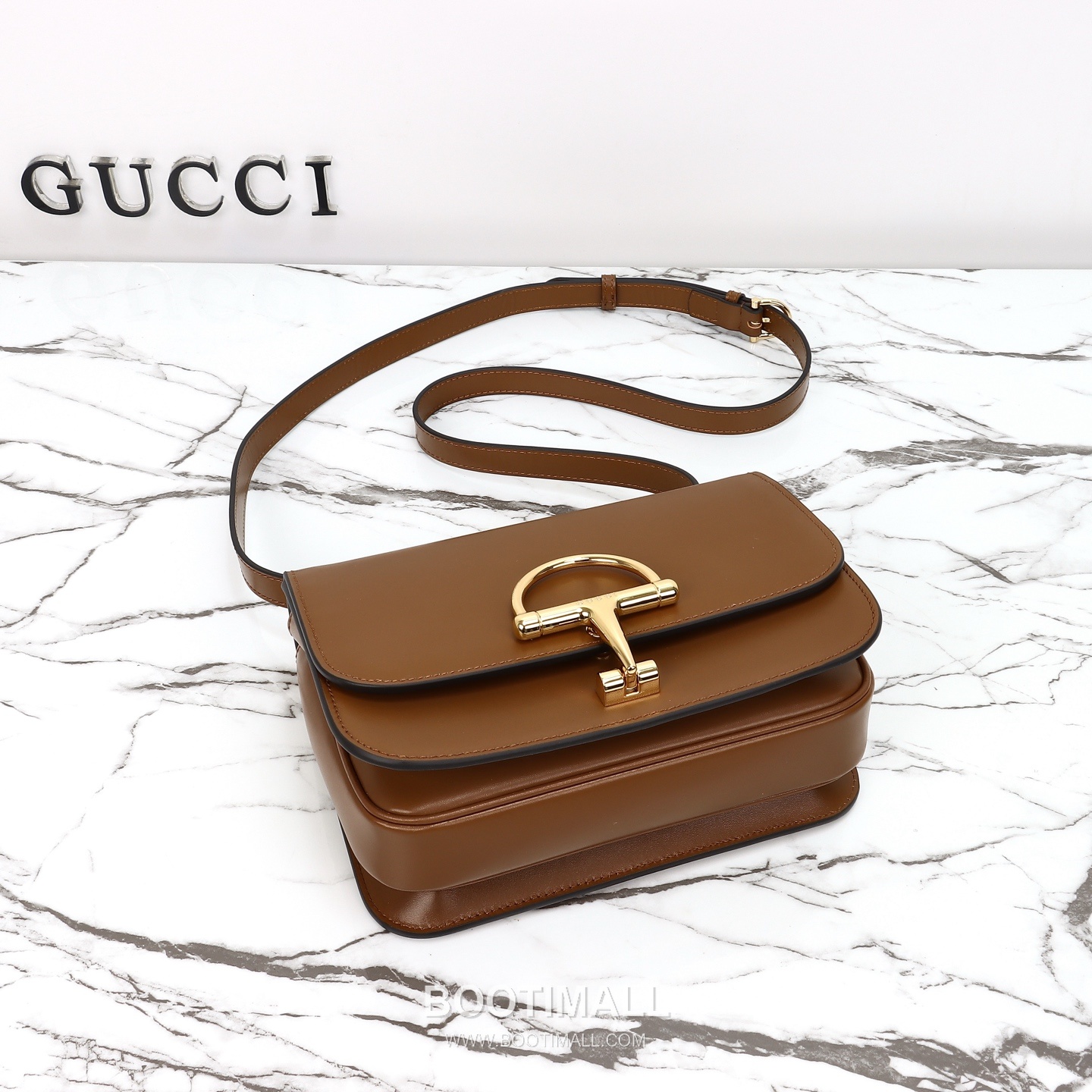 Gucci Leather Shoulder Bag Grained Calfskin Brown 구찌 레더 숄더백 그레인드 카프스킨 브라운 22.5cm 7