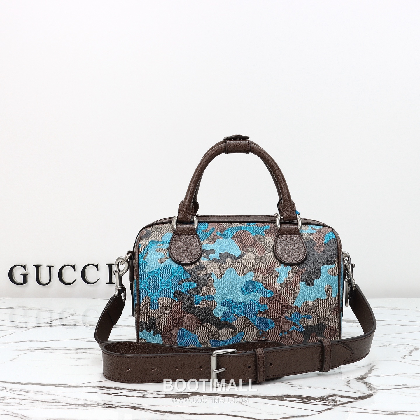 Gucci Blue Flower Tote Original Leather Blue Tote Bag 구찌 블루 플라워 토트 원산지 가죽 블루 토트백 25cm 3