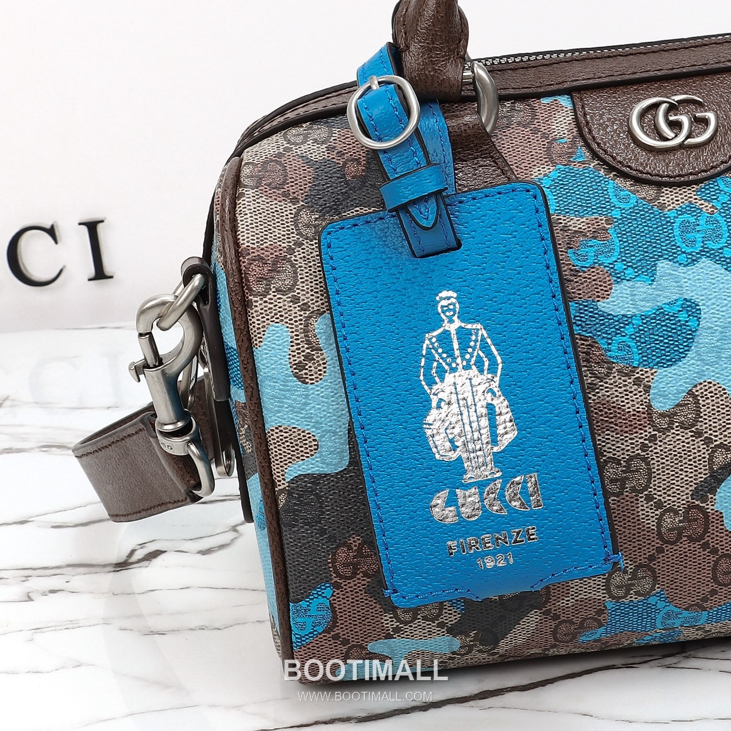 Gucci Blue Flower Tote Original Leather Blue Tote Bag 구찌 블루 플라워 토트 원산지 가죽 블루 토트백 25cm 5