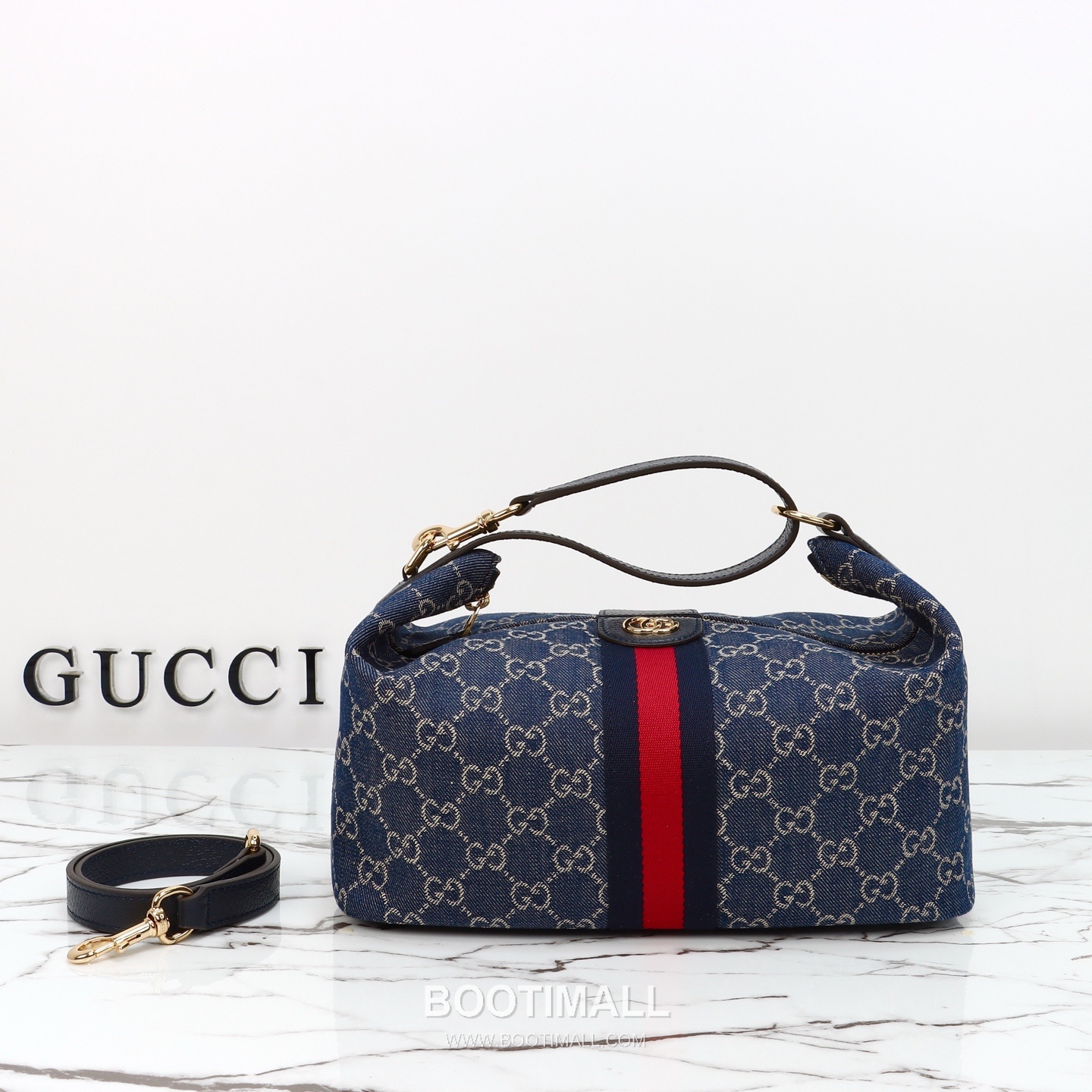 Gucci Denim Shoulder Bag Cowhide Leather Blue 구찌 데님 숄더백 소가죽 블루 27.5cm 1