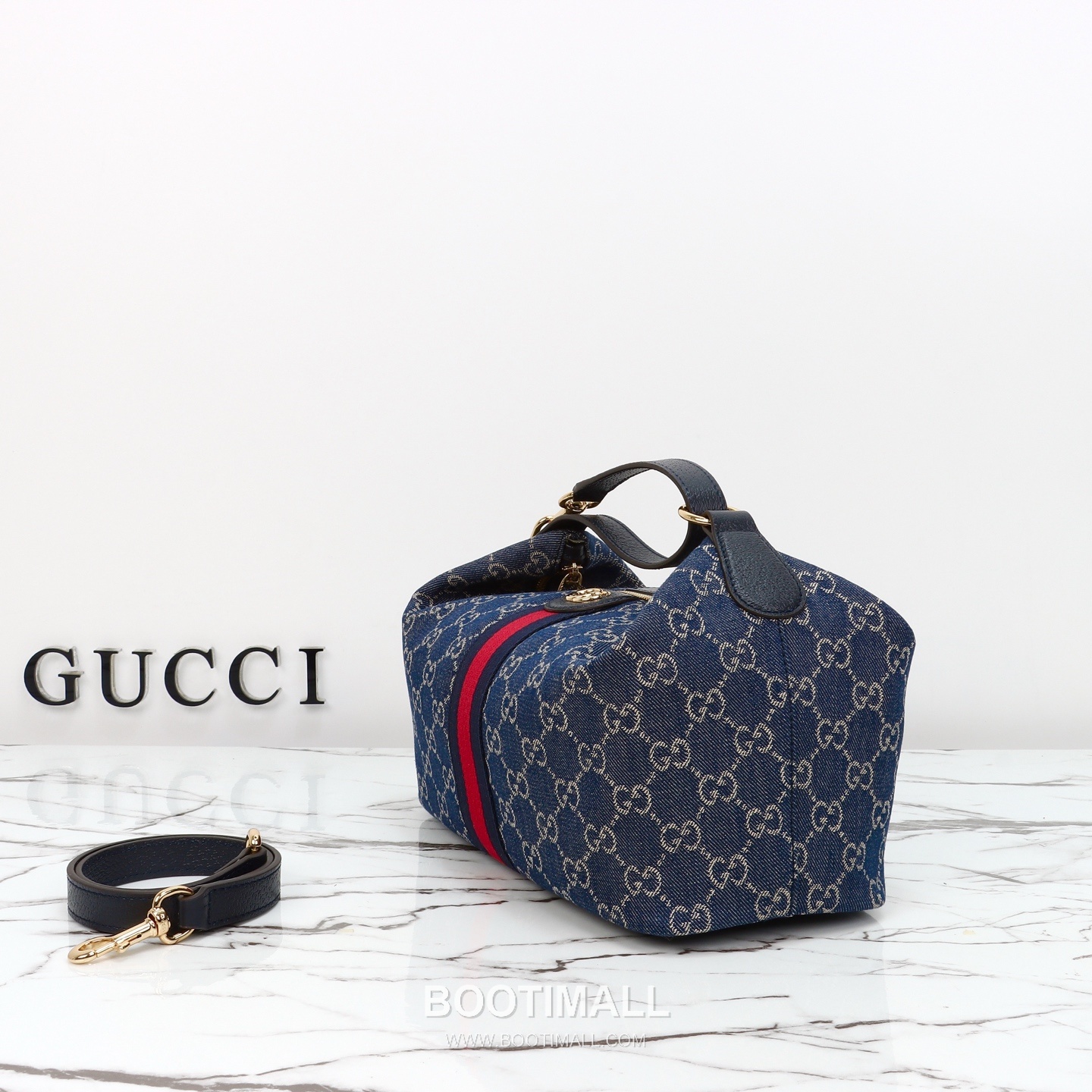 Gucci Denim Shoulder Bag Cowhide Leather Blue 구찌 데님 숄더백 소가죽 블루 27.5cm 2