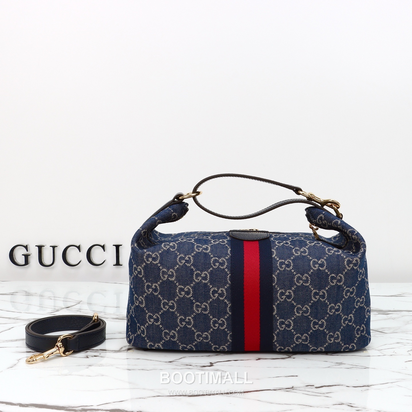 Gucci Denim Shoulder Bag Cowhide Leather Blue 구찌 데님 숄더백 소가죽 블루 27.5cm 3