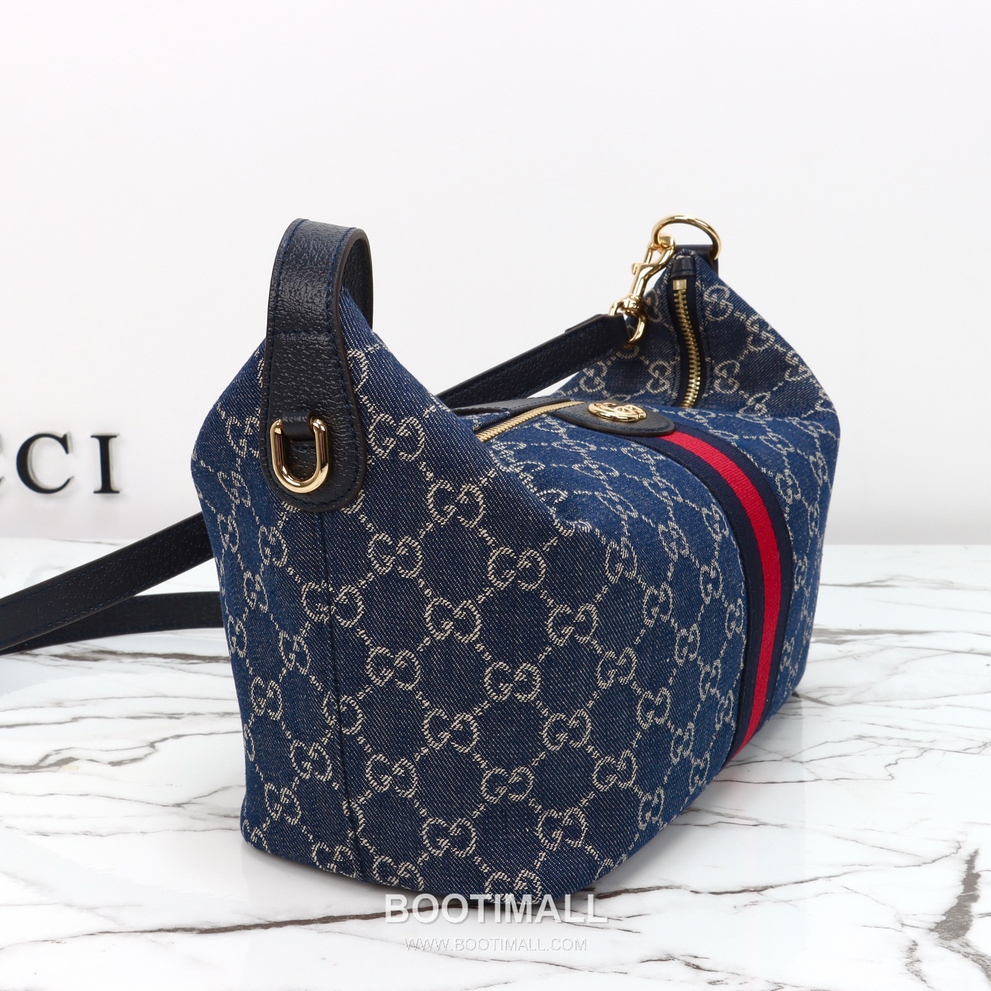 Gucci Denim Shoulder Bag Cowhide Leather Blue 구찌 데님 숄더백 소가죽 블루 27.5cm 5