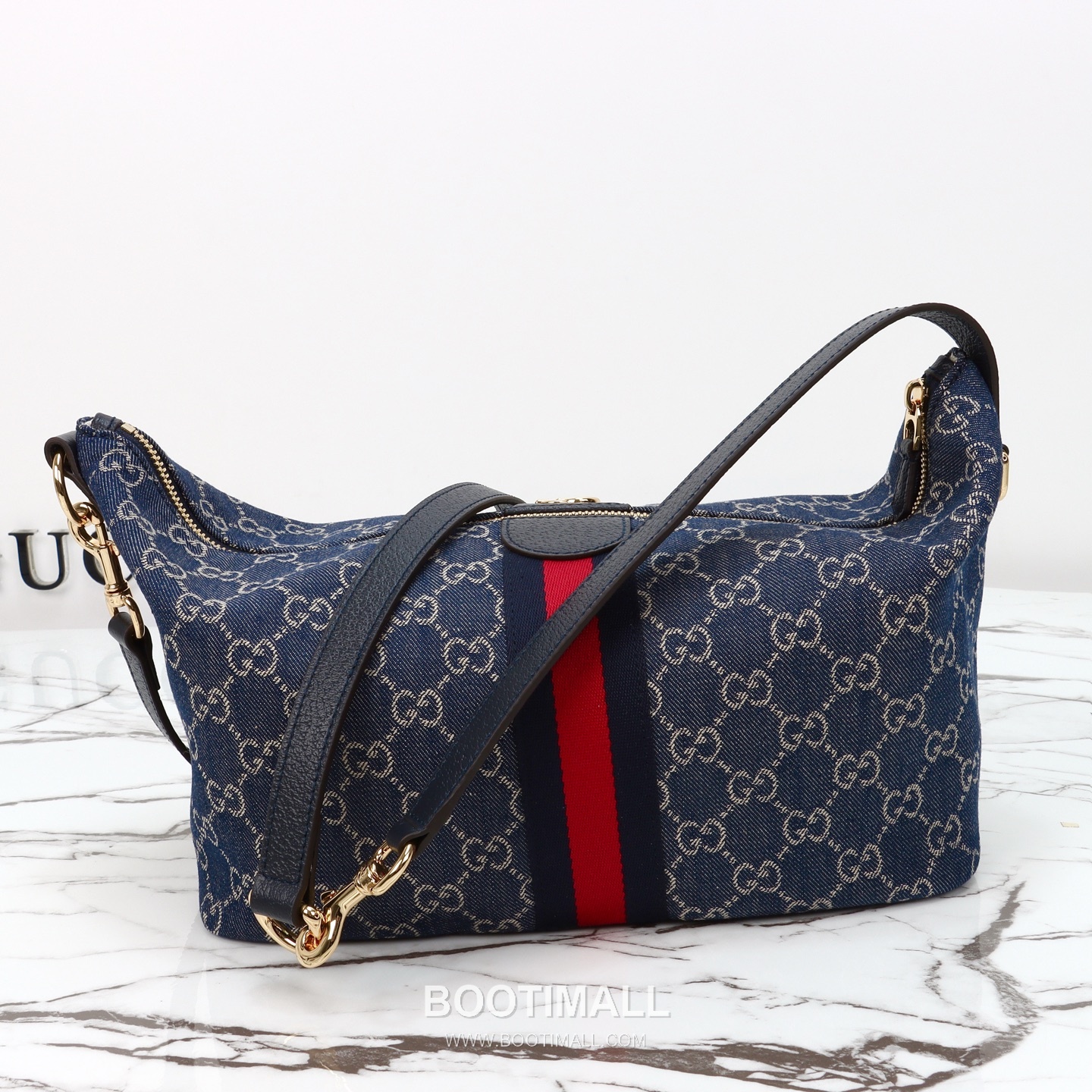 Gucci Denim Shoulder Bag Cowhide Leather Blue 구찌 데님 숄더백 소가죽 블루 27.5cm 6