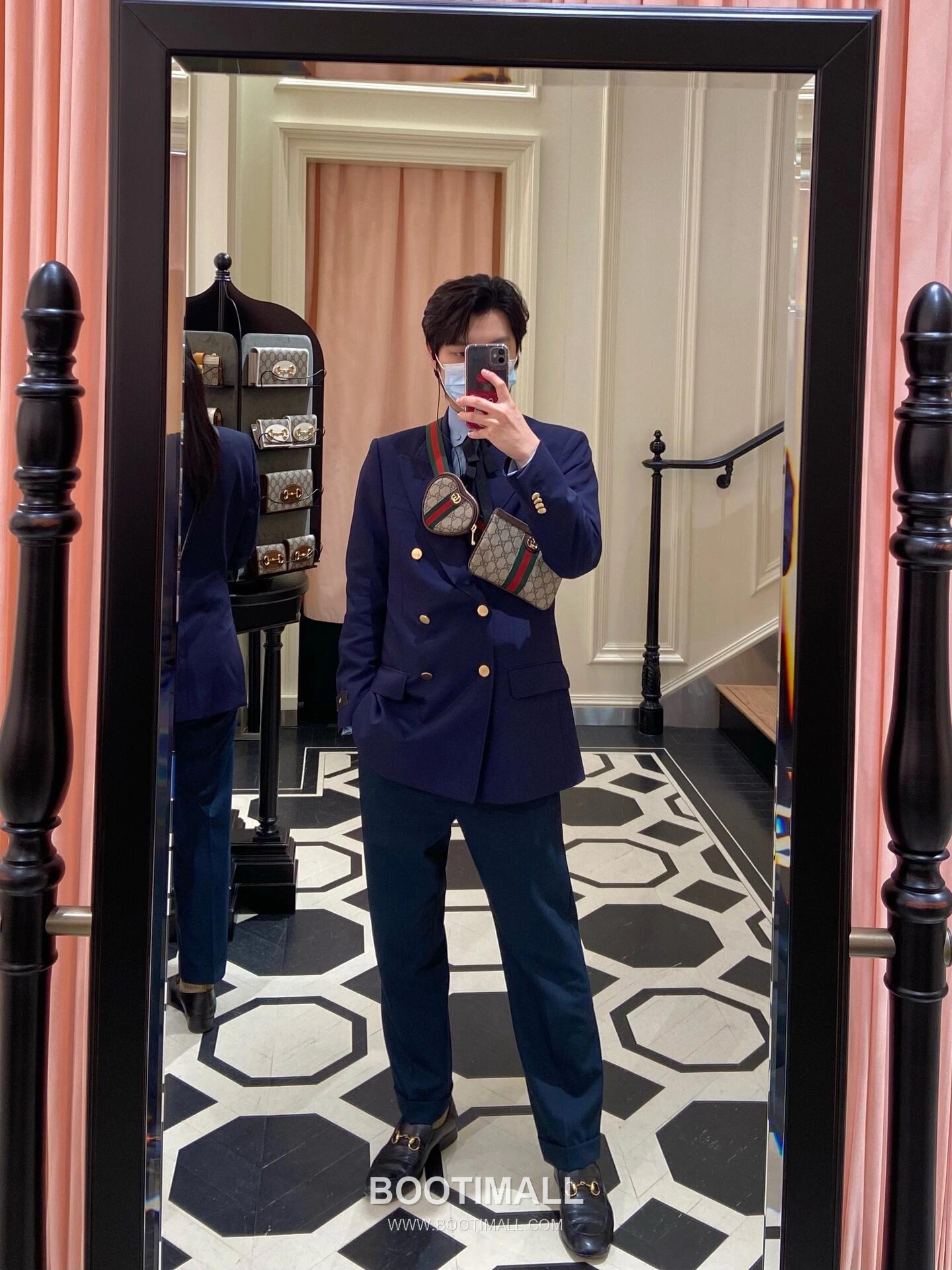 Gucci GG Belt Bag Canvas with Leather Trim Beige 구찌 GG 벨트 백 캔버스 가죽 트리밍 베이지 30cm 3