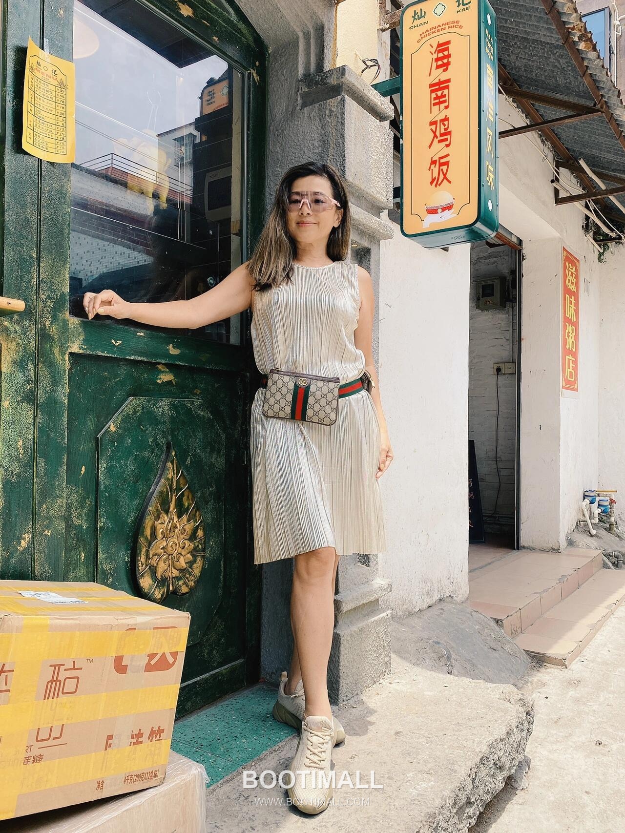 Gucci GG Belt Bag Canvas with Leather Trim Beige 구찌 GG 벨트 백 캔버스 가죽 트리밍 베이지 30cm 5