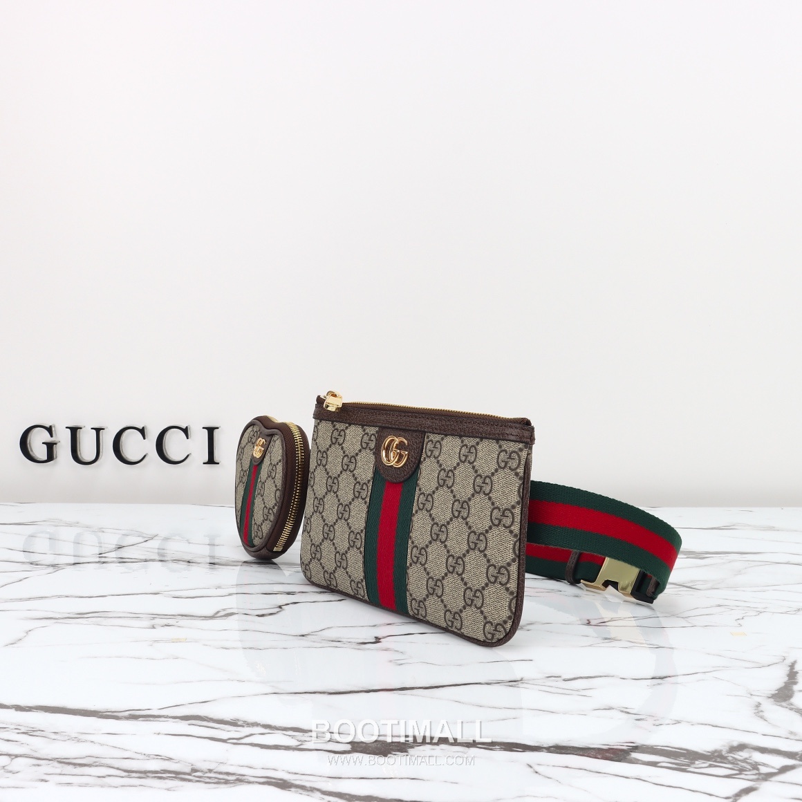 Gucci GG Belt Bag Canvas with Leather Trim Beige 구찌 GG 벨트 백 캔버스 가죽 트리밍 베이지 30cm 7