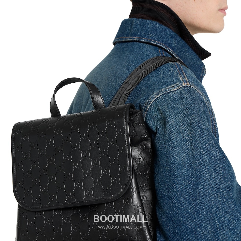 Gucci GG Embossed Backpack Leather Black 구찌 GG 엠보스 백팩 가죽 블랙 42cm 10