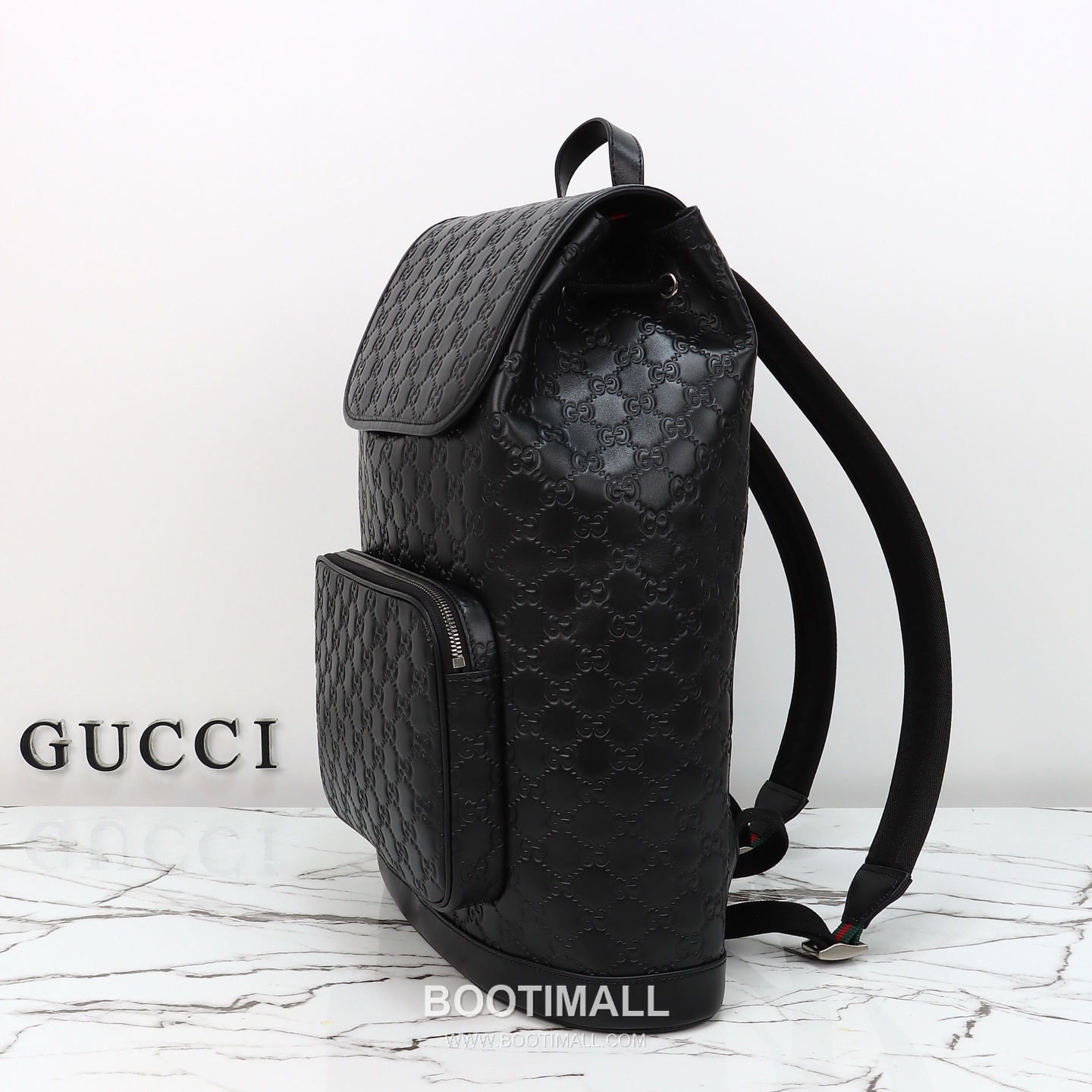 Gucci GG Embossed Backpack Leather Black 구찌 GG 엠보스 백팩 가죽 블랙 42cm 12