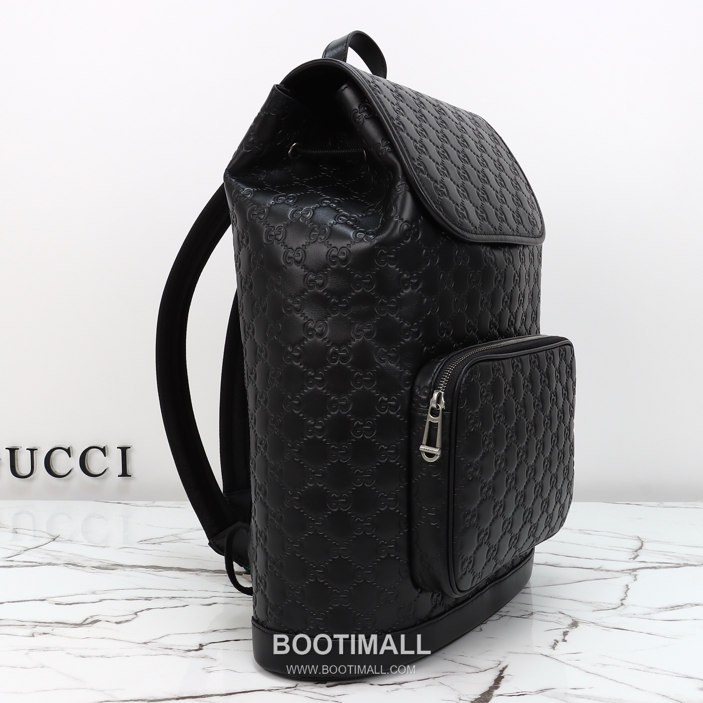 Gucci GG Embossed Backpack Leather Black 구찌 GG 엠보스 백팩 가죽 블랙 42cm 14