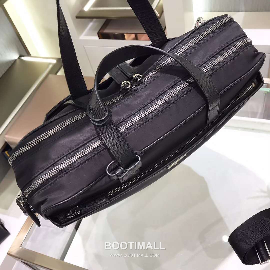 Prada Briefcase Backpack Nylon, Saffiano Leather Black 프라다 2VE015 멀티 브리프케이스 백팩 나일론, 사피아노 레더 블랙 40cm 4