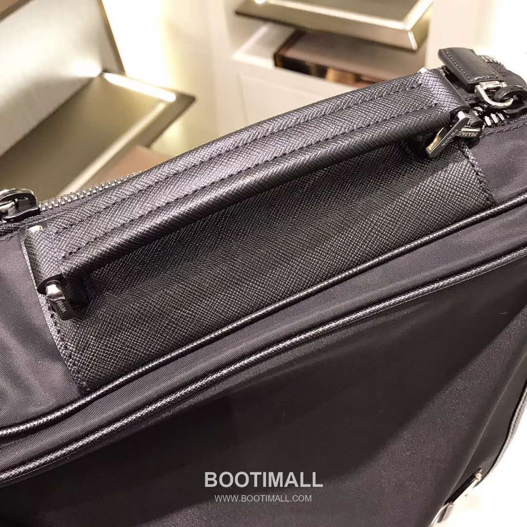 Prada Briefcase Backpack Nylon, Saffiano Leather Black 프라다 2VE015 멀티 브리프케이스 백팩 나일론, 사피아노 레더 블랙 40cm 7