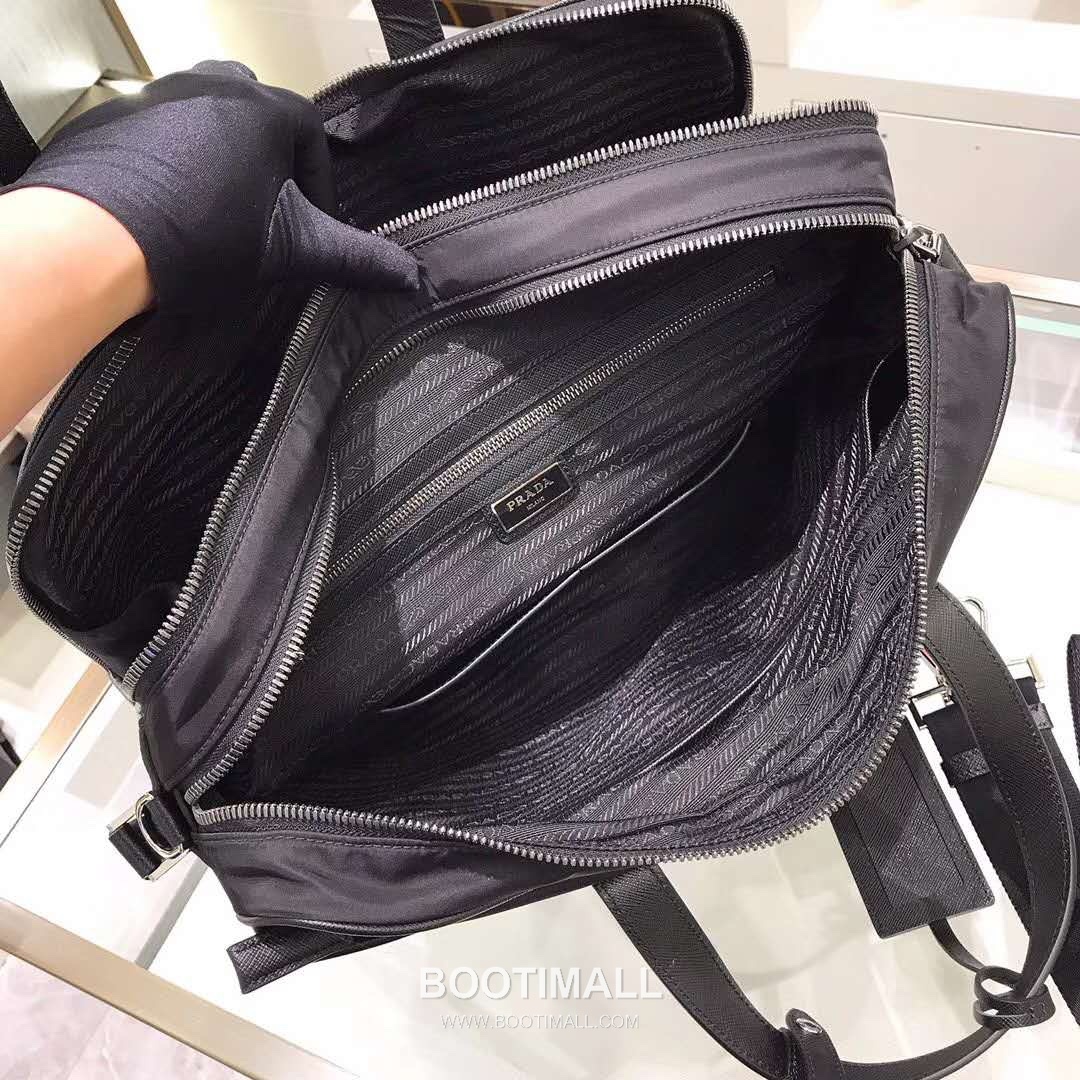 Prada Briefcase Backpack Nylon, Saffiano Leather Black 프라다 2VE015 멀티 브리프케이스 백팩 나일론, 사피아노 레더 블랙 40cm 8