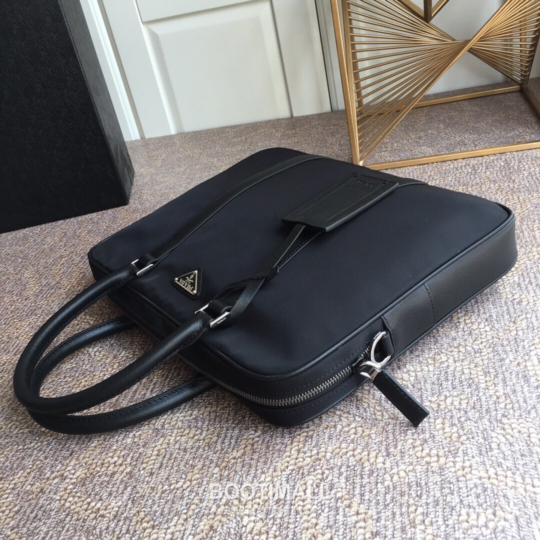 Prada Nylon Briefcase Nylon, Cross-Grain Calfskin Trim Black 프라다 나일론 브리프케이스 2VE871 나일론, 크로스그레인 카프스킨 트리밍 블랙 36cm 7
