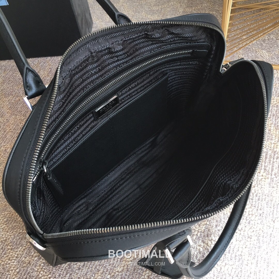 Prada Nylon Briefcase Nylon, Cross-Grain Calfskin Trim Black 프라다 나일론 브리프케이스 2VE871 나일론, 크로스그레인 카프스킨 트리밍 블랙 36cm 8