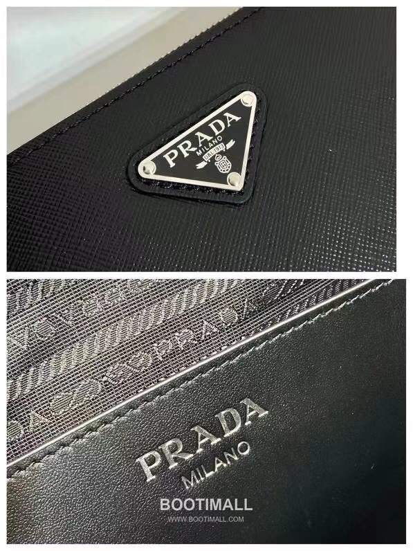 Prada Large Pouch Cross-Grain Calf Leather Black 프라다 2NH023 라지 파우치 크로스그레인 카프스킨 블랙 34cm 10