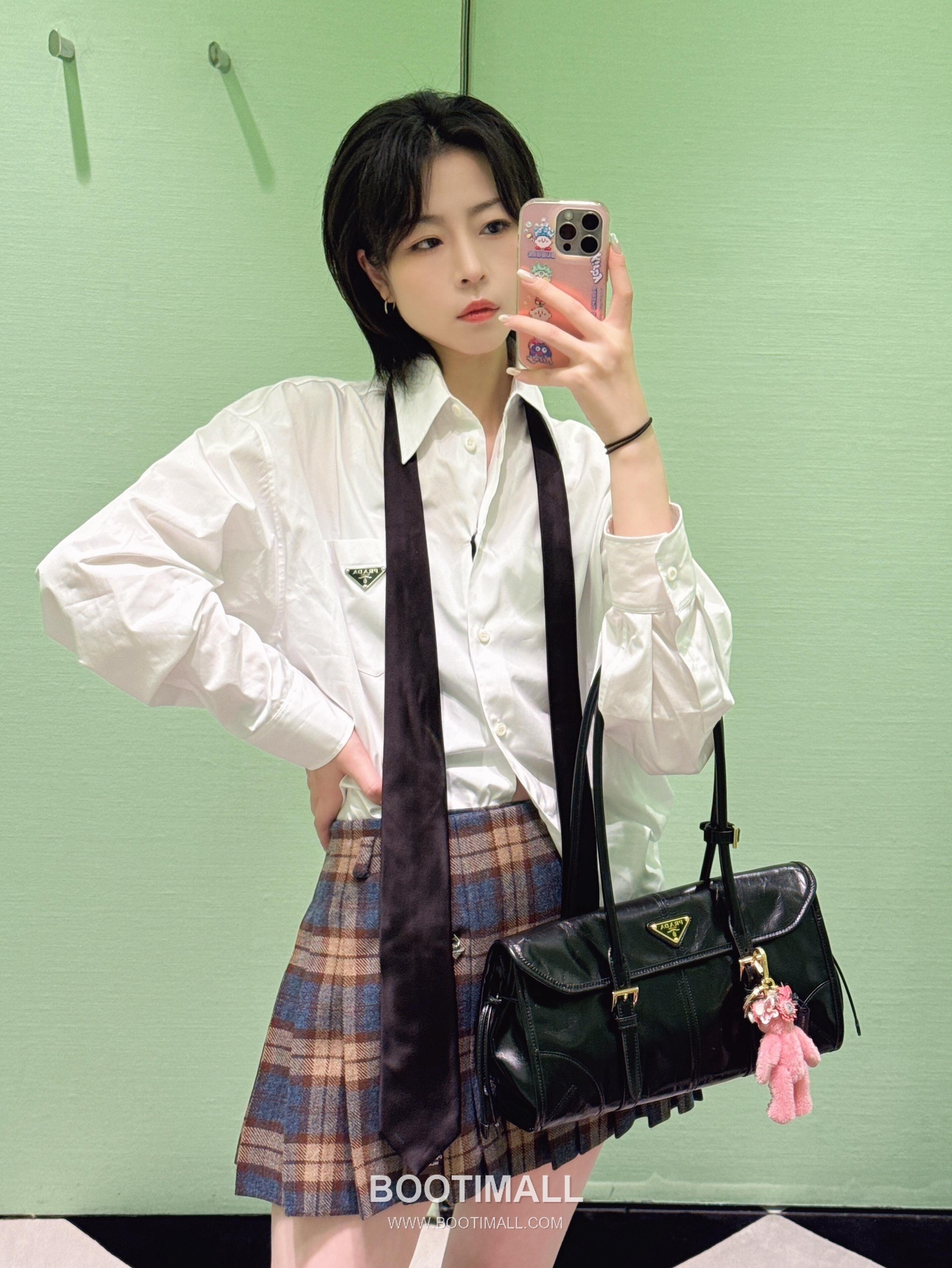 Prada Soft Lux Bag Waxed Leather Black Shoulder Bag 프라다 소프트 럭스 백 1BD376 왁스드 레더 블랙 숄더백 31cm 8