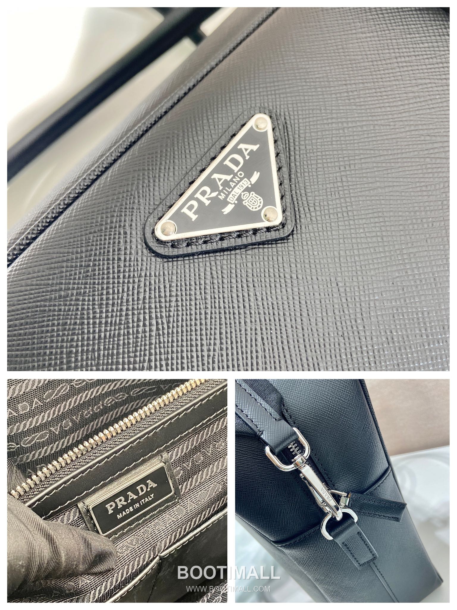 Prada Oversized Briefcase Cross-Grain Calf Leather Black 프라다 특대 브리프케이스 2VE026 크로스그레인 카프 레더 블랙 42cm 9
