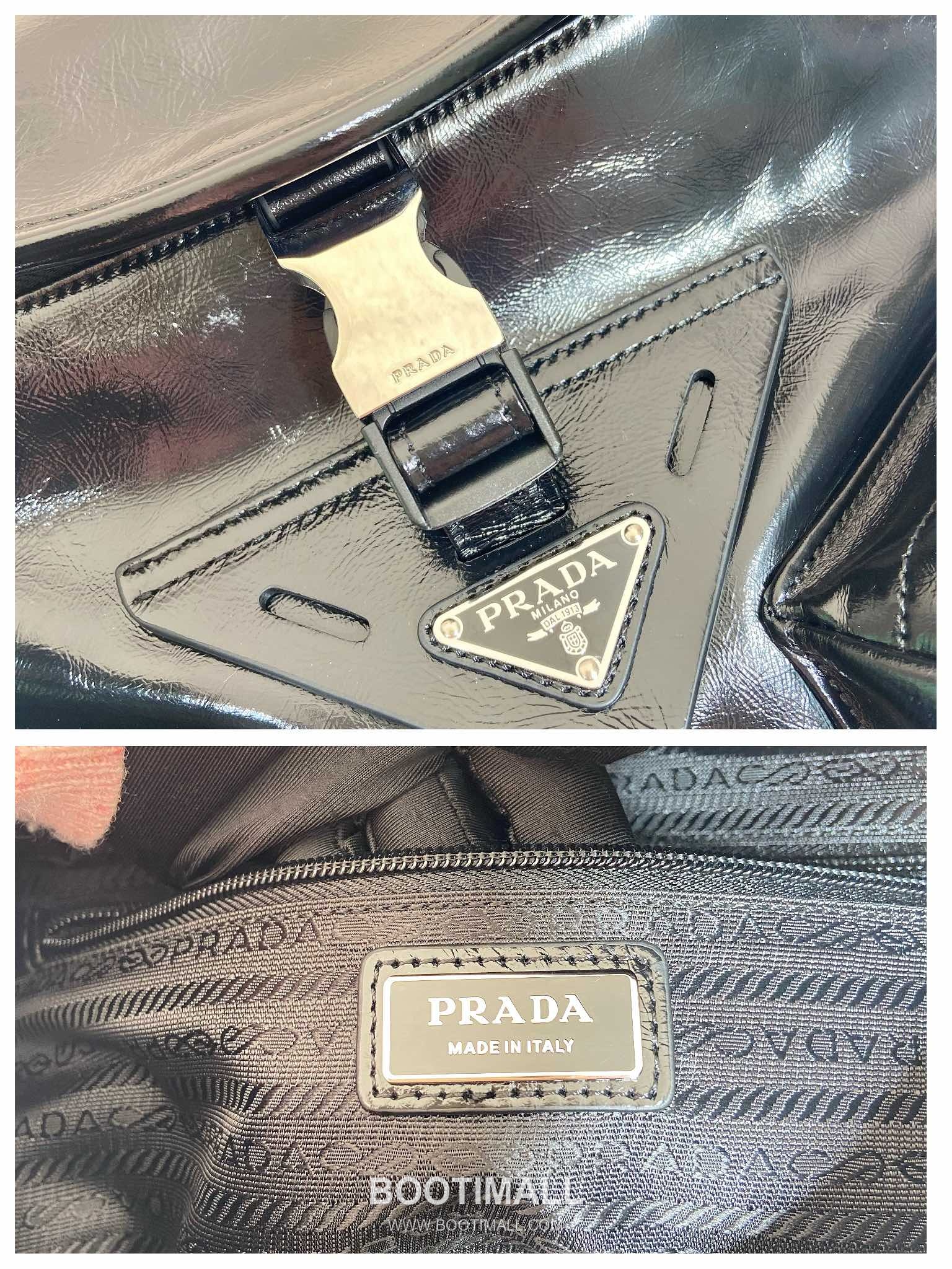 Prada Crossbody Bag Oiled Waxed Cowhide Leather Black 프라다 2VD062 크로스백 오일드 왁스 소가죽 블랙 29cm 12