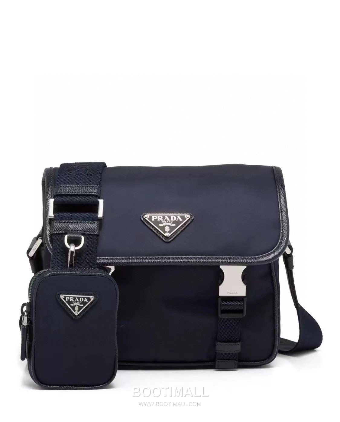 Prada Triangle Logo Crossbody Parachute Nylon Black Crossbody Bag 프라다 삼각 로고 크로스백 파라슈트 나일론 블랙 22cm 9
