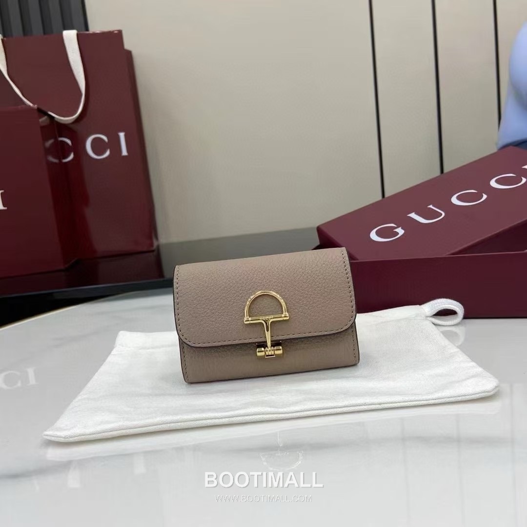 Gucci Half Horsebit Card Holder Grained Calf Leather Gray Pink 구찌 하프 홀스빗 카드 홀더 828148 그레인드 카프스킨 그레이 핑크 10.5cm 1