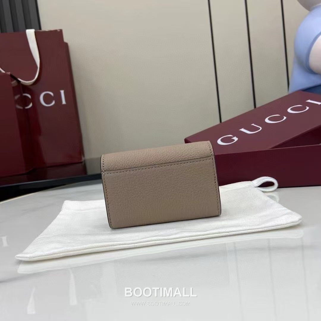 Gucci Half Horsebit Card Holder Grained Calf Leather Gray Pink 구찌 하프 홀스빗 카드 홀더 828148 그레인드 카프스킨 그레이 핑크 10.5cm 2