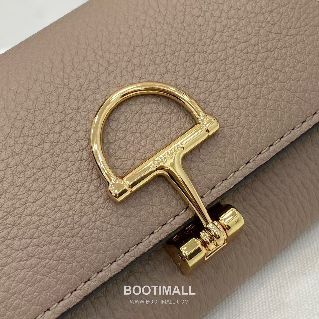 Gucci Half Horsebit Card Holder Grained Calf Leather Gray Pink 구찌 하프 홀스빗 카드 홀더 828148 그레인드 카프스킨 그레이 핑크 10.5cm 4