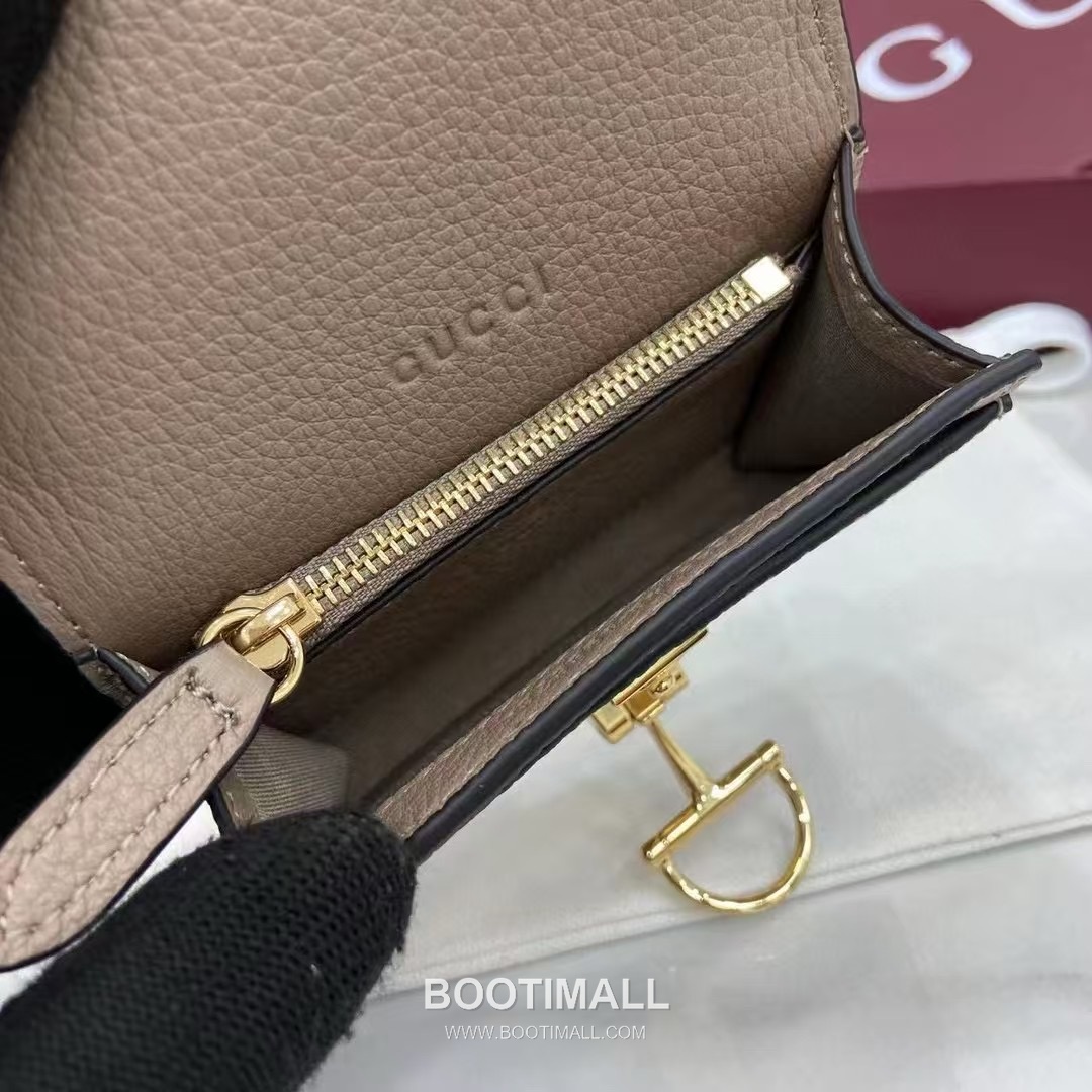 Gucci Half Horsebit Card Holder Grained Calf Leather Gray Pink 구찌 하프 홀스빗 카드 홀더 828148 그레인드 카프스킨 그레이 핑크 10.5cm 8