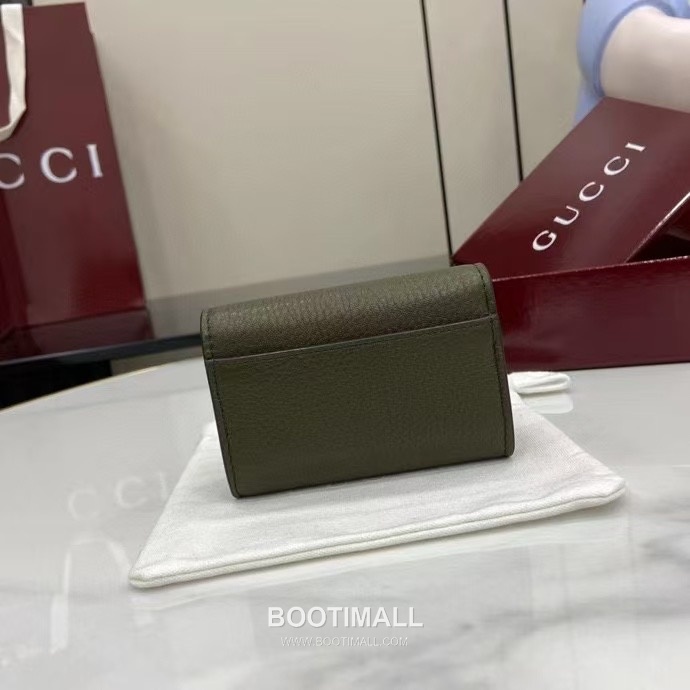 Gucci Half Horsebit Card Case Grained Cowhide Leather Green Card Holder 구찌 하프 홀스빗 카드 케이스 828148 그레인드 소가죽 그린 카드지갑 10.5cm 3