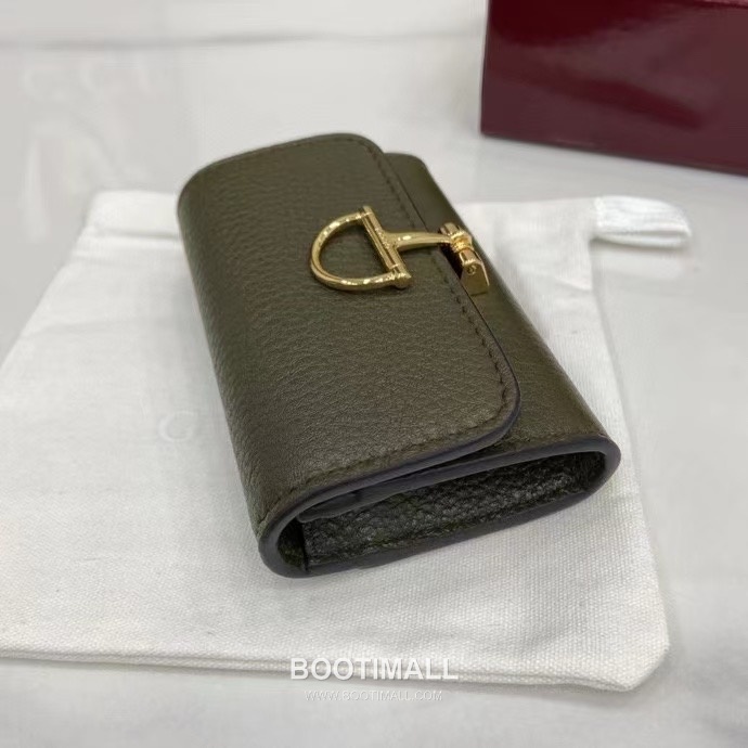 Gucci Half Horsebit Card Case Grained Cowhide Leather Green Card Holder 구찌 하프 홀스빗 카드 케이스 828148 그레인드 소가죽 그린 카드지갑 10.5cm 6