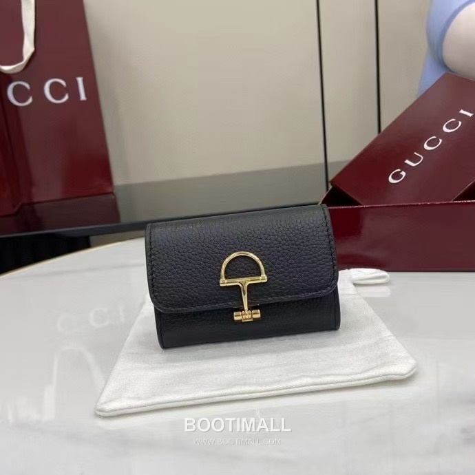 Gucci Half Horsebit Card Holder Grained Calf Leather Gray Pink 구찌 하프 홀스빗 카드 홀더 828148 그레인드 카프스킨 그레이 핑크 10.5cm 1