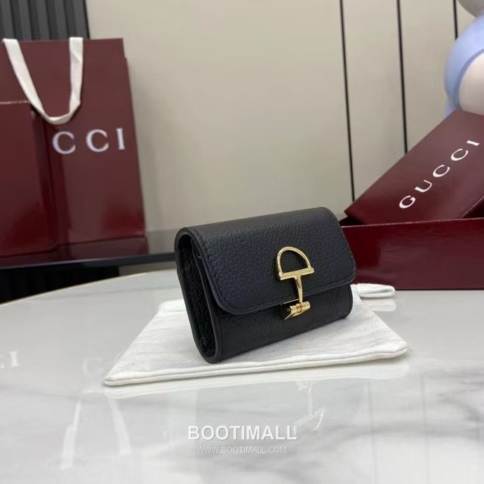 Gucci Half Horsebit Card Holder Grained Calf Leather Gray Pink 구찌 하프 홀스빗 카드 홀더 828148 그레인드 카프스킨 그레이 핑크 10.5cm 2