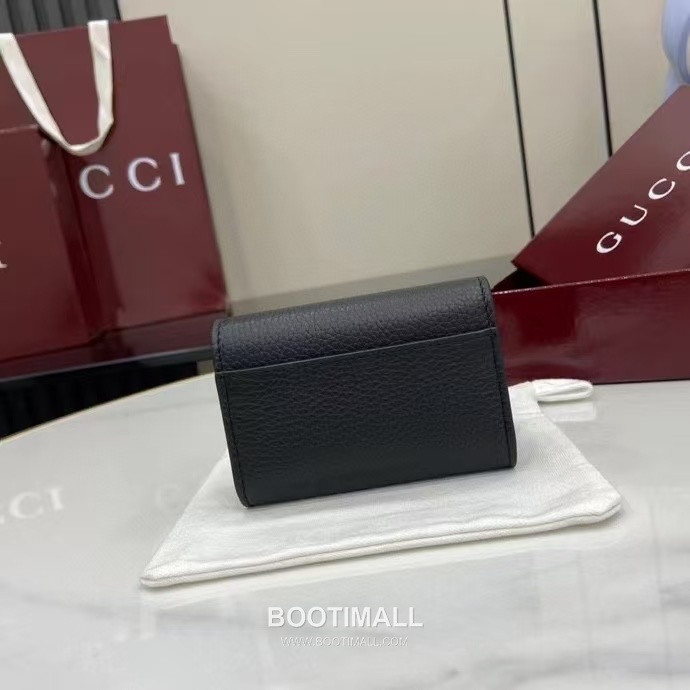 Gucci Half Horsebit Card Holder Grained Calf Leather Gray Pink 구찌 하프 홀스빗 카드 홀더 828148 그레인드 카프스킨 그레이 핑크 10.5cm 3