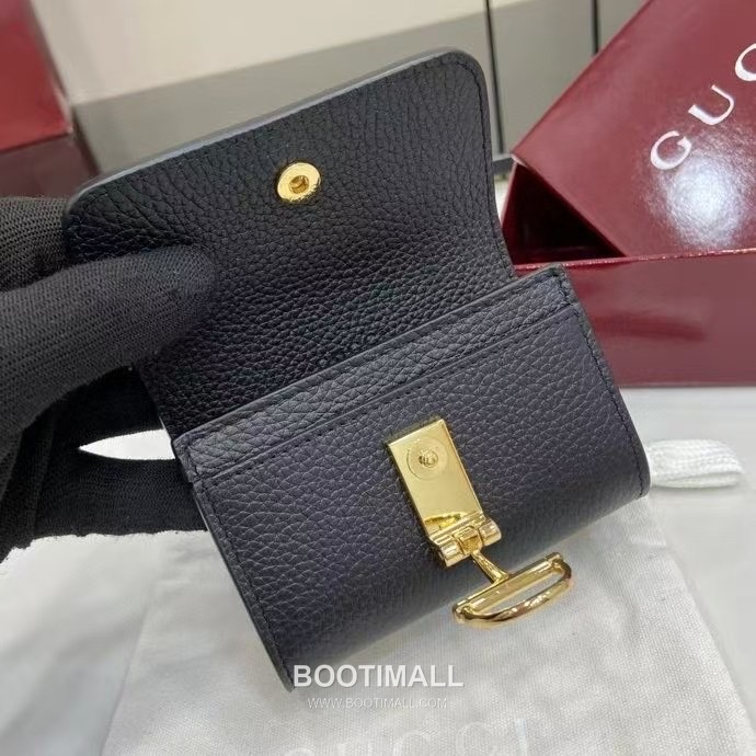 Gucci Half Horsebit Card Holder Grained Calf Leather Gray Pink 구찌 하프 홀스빗 카드 홀더 828148 그레인드 카프스킨 그레이 핑크 10.5cm 6