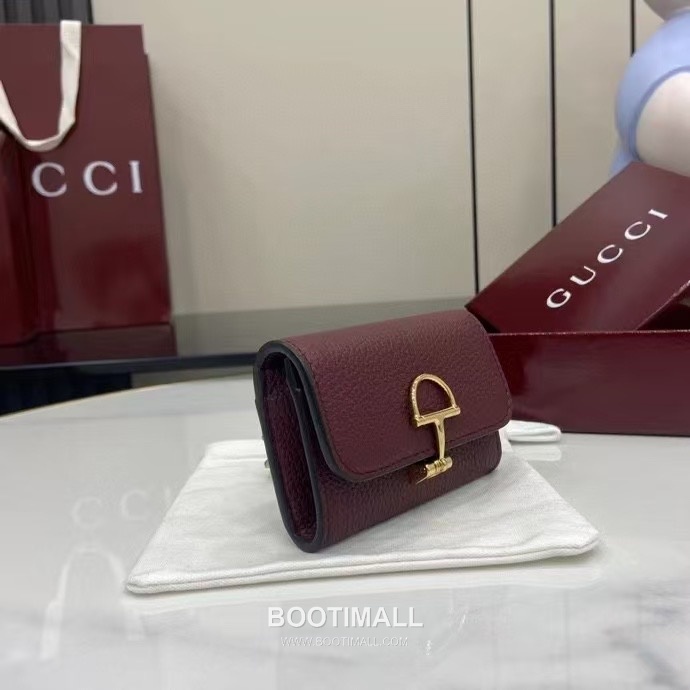 Gucci Half Horsebit Card Holder Grained Calf Leather Ancora Red 구찌 하프 홀스빗 카드 홀더 828148 그레인드 카프스킨 안코라 레드 10.5cm 2