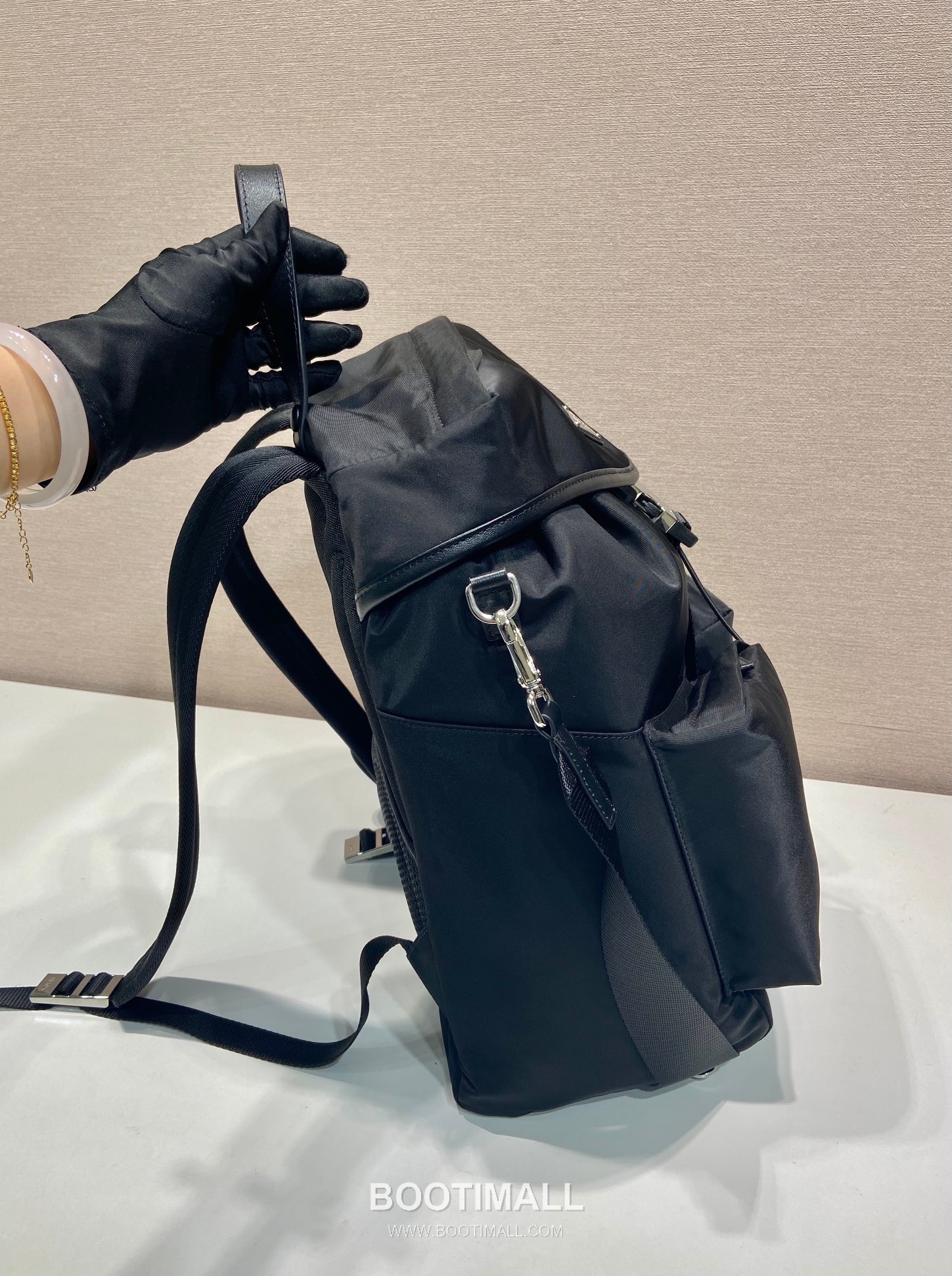 Prada Backpack Nylon, Calfskin Black 프라다 2VZ111 백팩 나일론, 카프스킨 블랙 38cm 5