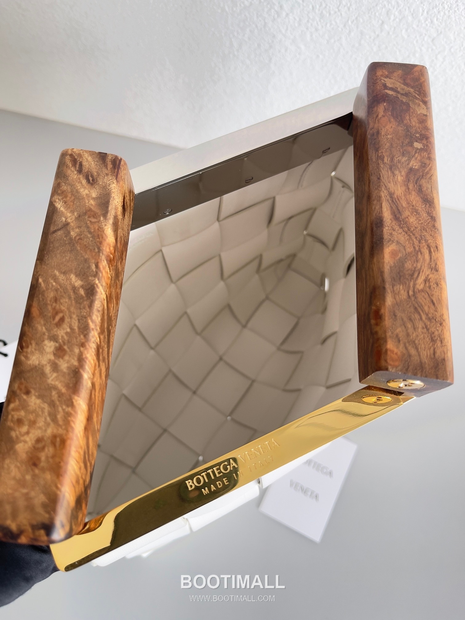 Bottega Veneta Intrecciato Wood Clutch Nappa Lambskin Brown 보테가 베네타 인트레치아토 우드 클러치 나파 램스킨 브라운 28cm 7