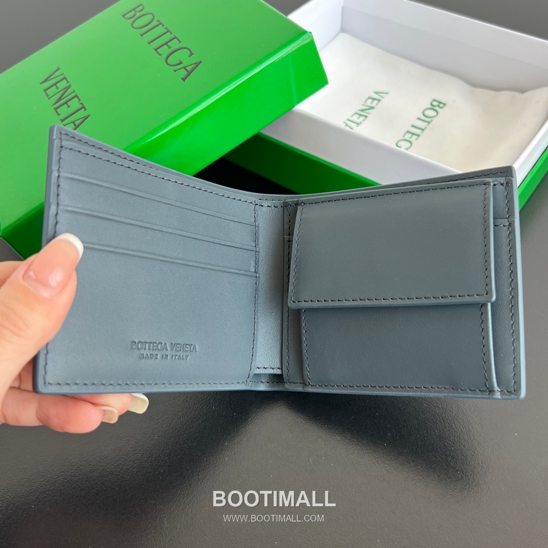 Bottega Veneta Intrecciato Bifold Calfskin Leather Gray Bifold Wallet 보테가 베네타 인트레치아토 반지갑 카프스킨 레더 그레이 11cm 5