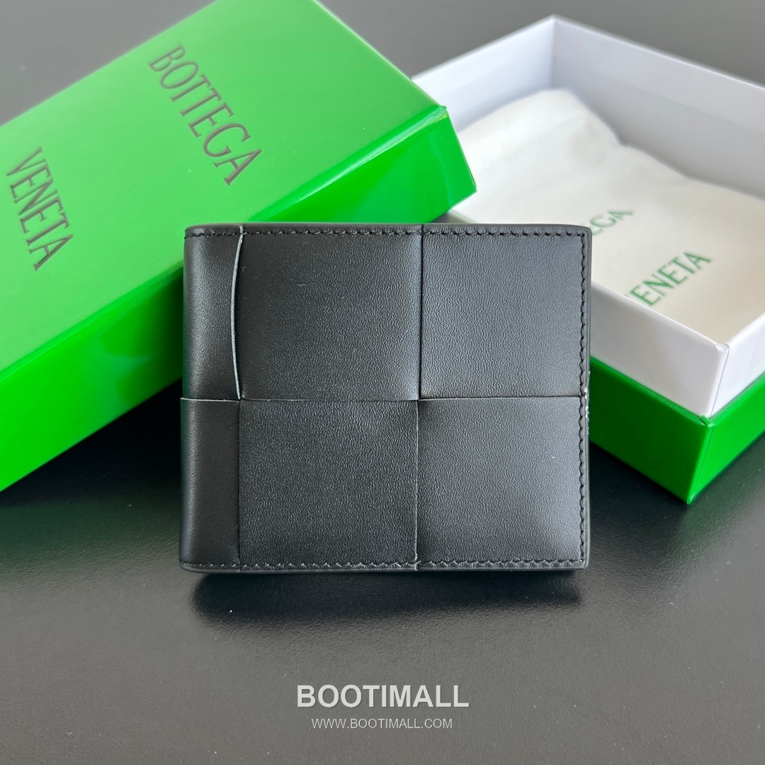 Bottega Veneta Intrecciato Bifold Calfskin Leather Gray Bifold Wallet 보테가 베네타 인트레치아토 반지갑 카프스킨 레더 그레이 11cm 54