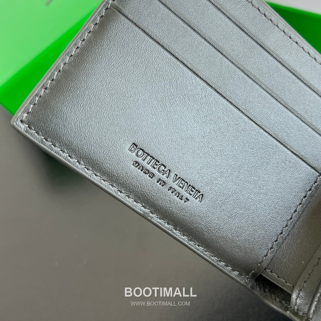 Bottega Veneta Intrecciato Bifold Calfskin Leather Gray Bifold Wallet 보테가 베네타 인트레치아토 반지갑 카프스킨 레더 그레이 11cm 88