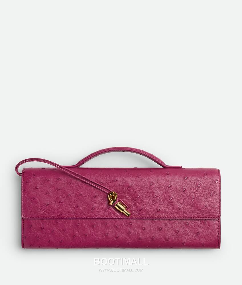 Bottega Veneta Andiamo Clutch Ostrich Leather Pink 보테가 베네타 안디아모 클러치 오스트리치 레더 핑크 31cm 1