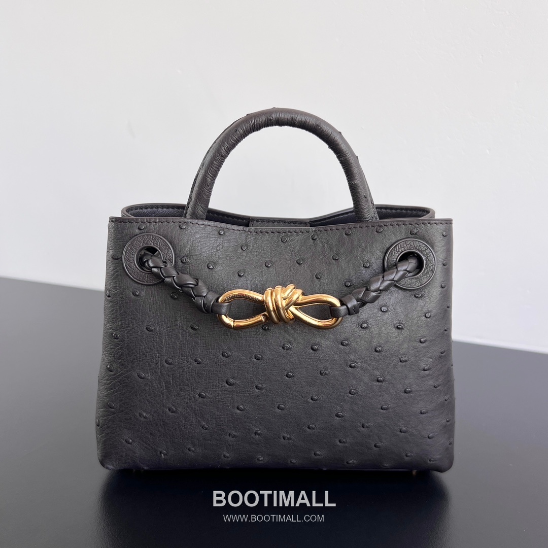 Bottega Veneta Andiamo Mini Ostrich Leather Beige Top Handle Bag 보테가 베네타 안디아모 미니 오스트리치 레더 베이지 탑핸들백 20.5cm 1