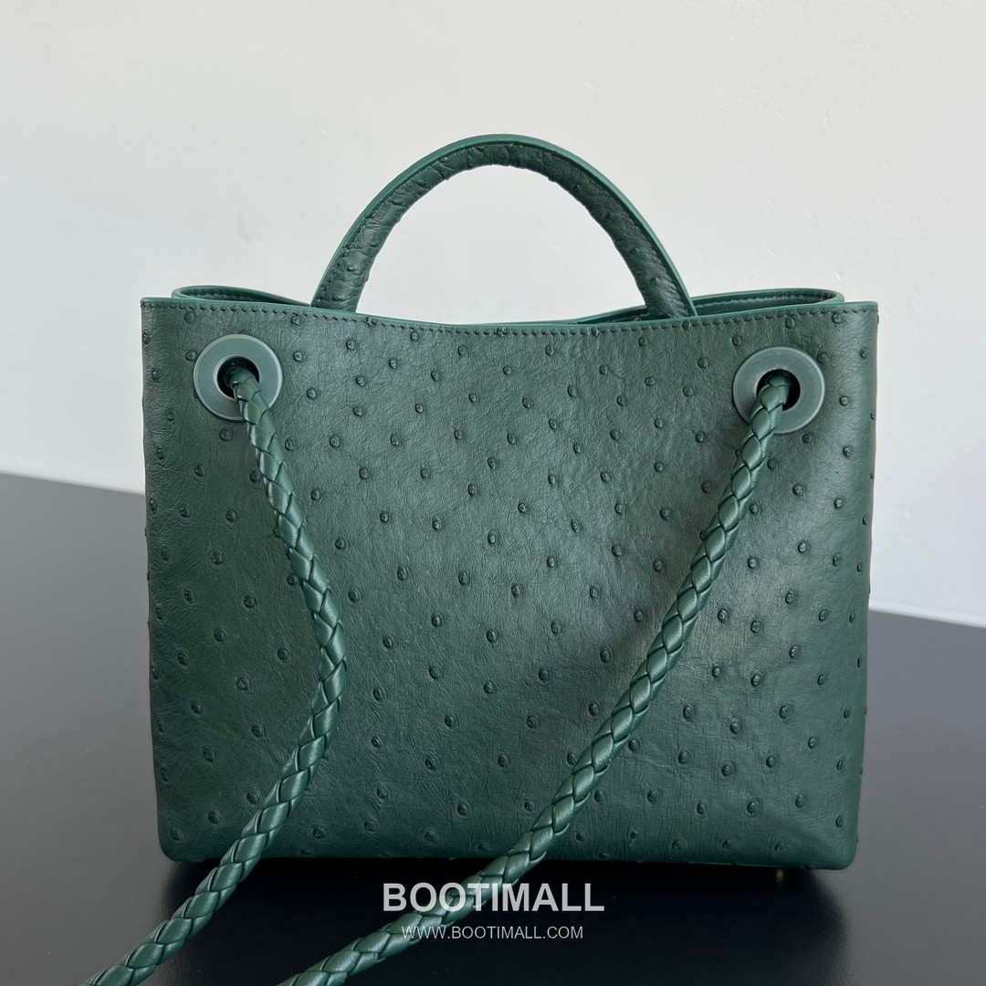 Bottega Veneta Andiamo Handbag Ostrich Leather Green Top Handle Bag 보테가 베네타 안디아모 핸드백 오스트리치 레더 그린 탑핸들백 25cm 4