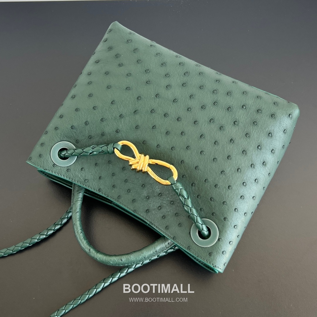 Bottega Veneta Andiamo Handbag Ostrich Leather Green Top Handle Bag 보테가 베네타 안디아모 핸드백 오스트리치 레더 그린 탑핸들백 25cm 6